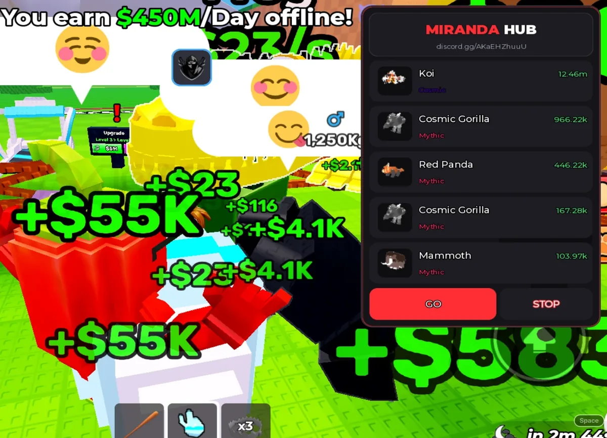Enlarged Miranda Hub target list and controls